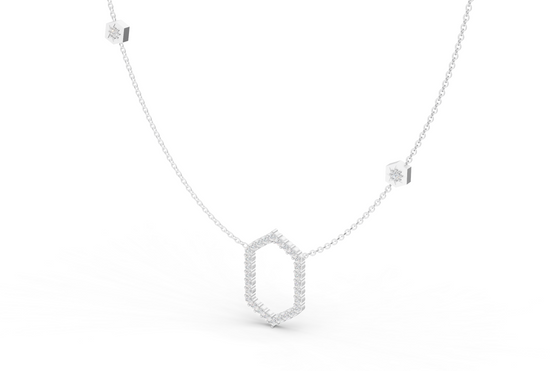 Floating Frame Necklace in Diamond and Gold