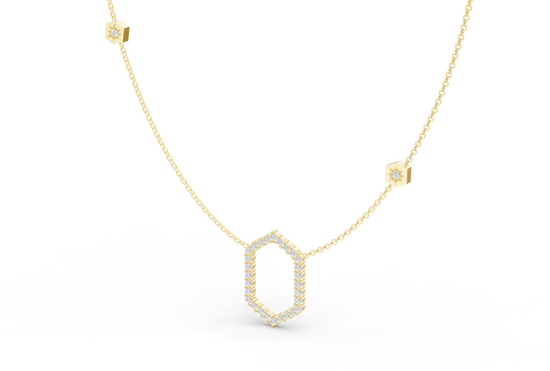 Floating Frame Necklace in Diamond and Gold