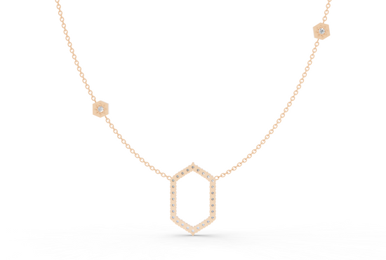 Floating Frame Necklace in Diamond and Gold