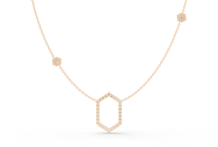 Floating Frame Necklace in Diamond and Gold