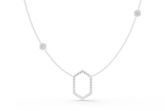 Floating Frame Necklace in Diamond and Gold