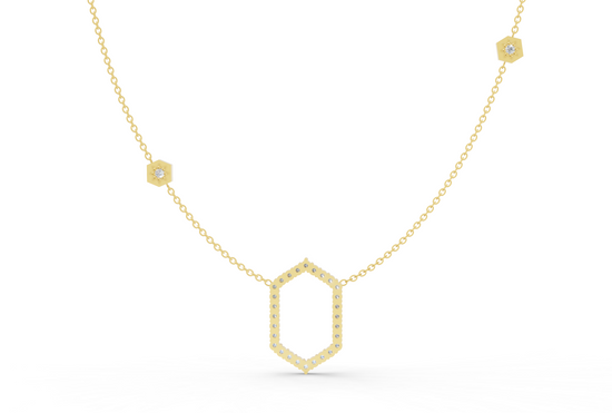 Floating Frame Necklace in Diamond and Gold