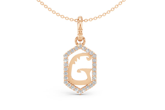 Diamond Pave Letter Charm in Rose Gold, letter G