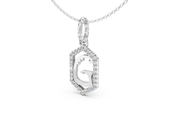 Diamond Pave Letter Charm in White Gold, letter G