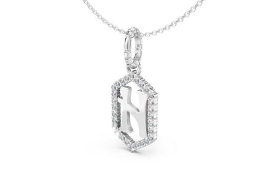 Diamond Pave Letter Charm in White Gold, letter H