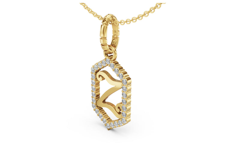 Diamond Pave Letter Charm in Yellow Gold, letter Z