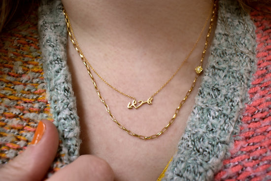 Paper Clip Chain in Diamond and Gold