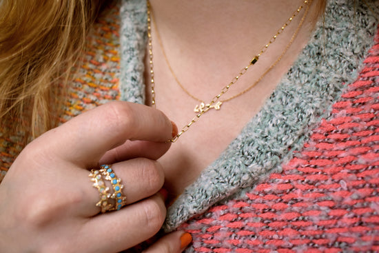 Paper Clip Chain in Diamond and Gold