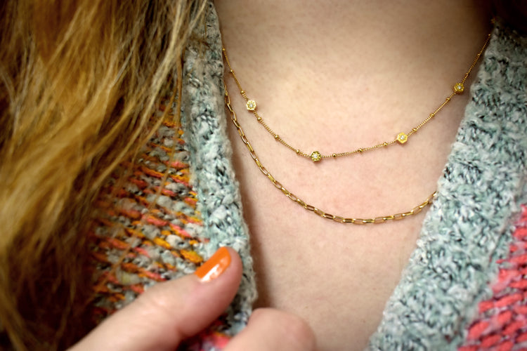Emerald by the Yard Necklace in Gold