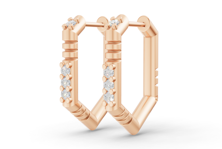Medium Brenna Diamond Hoops In Rose Gold