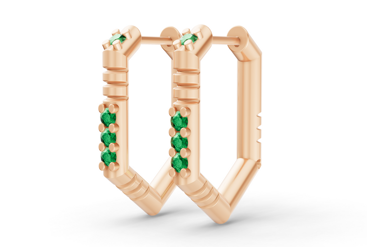 Medium Brenna Emerald Hoops In Rose Gold