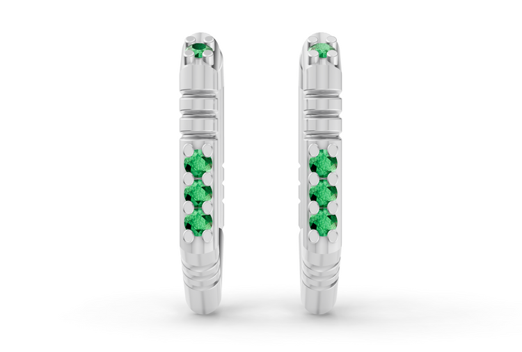 Medium Brenna Emerald Hoops In White Gold