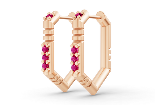 Medium Brenna Ruby Hoops In Rose Gold