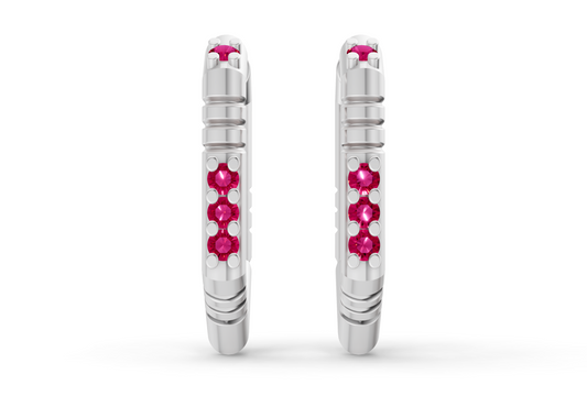 Medium Brenna Ruby Hoops In White Gold