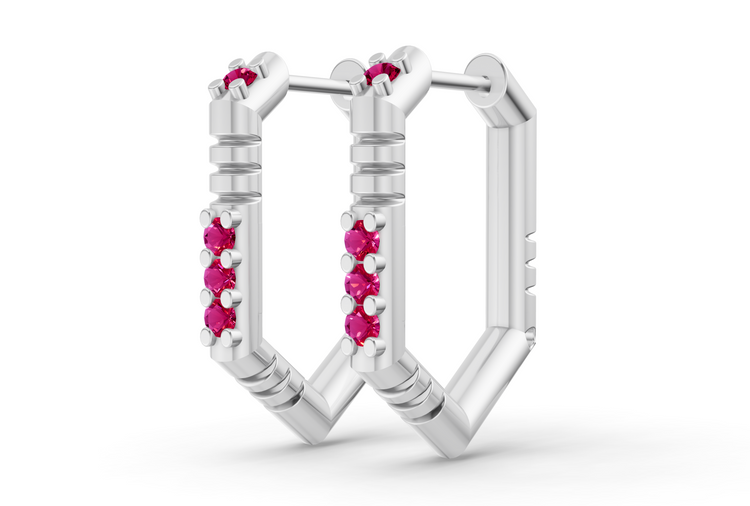 Medium Brenna Ruby Hoops In White Gold
