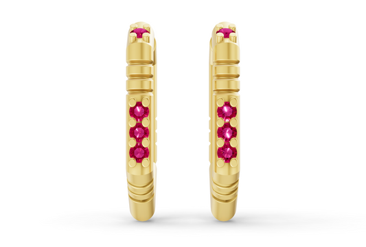Medium Brenna Ruby Hoops In Yellow Gold