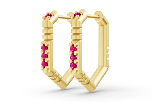 Medium Brenna Ruby Hoops In Yellow Gold