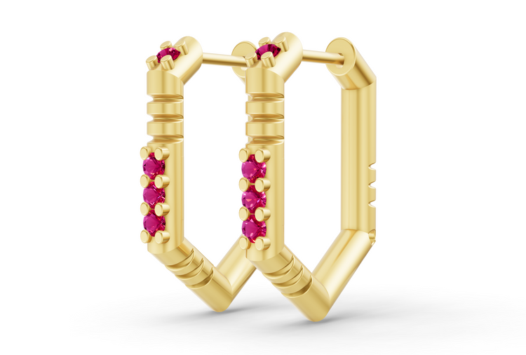 Medium Brenna Ruby Hoops In Yellow Gold
