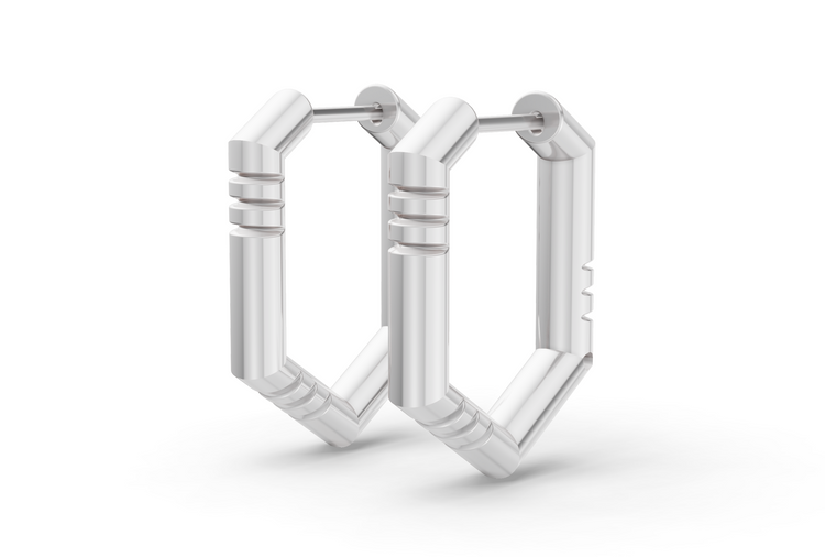 Medium Brenna Hoops In White Gold