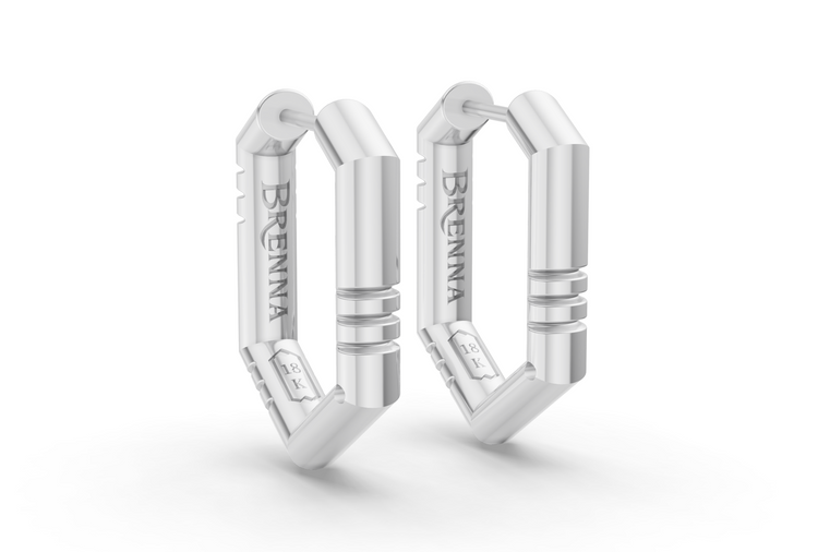 Medium Brenna Hoops In White Gold