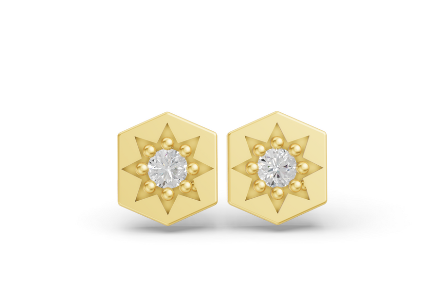 Diamond Hexagon Studs