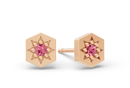 Hexagon Studs in Rose Gold and Pink Sapphire