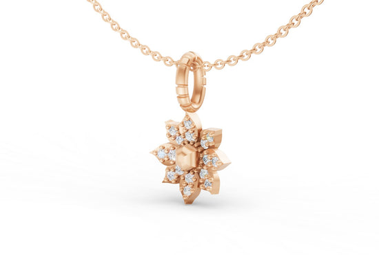 Mini Diamond Flower Charm in Rose Gold
