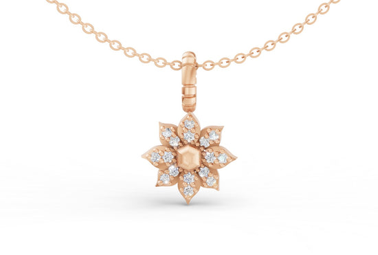 Mini Diamond Flower Charm in Rose Gold