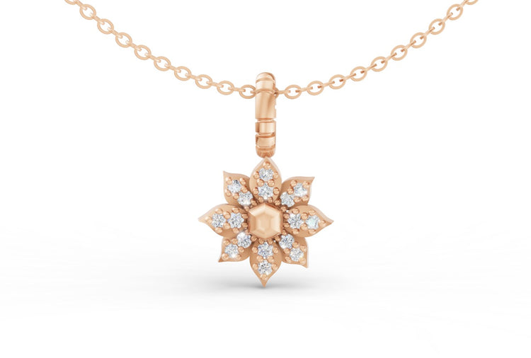 Mini Diamond Flower Charm in Rose Gold