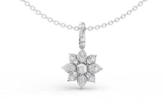 Mini Diamond Flower Charm in White Gold