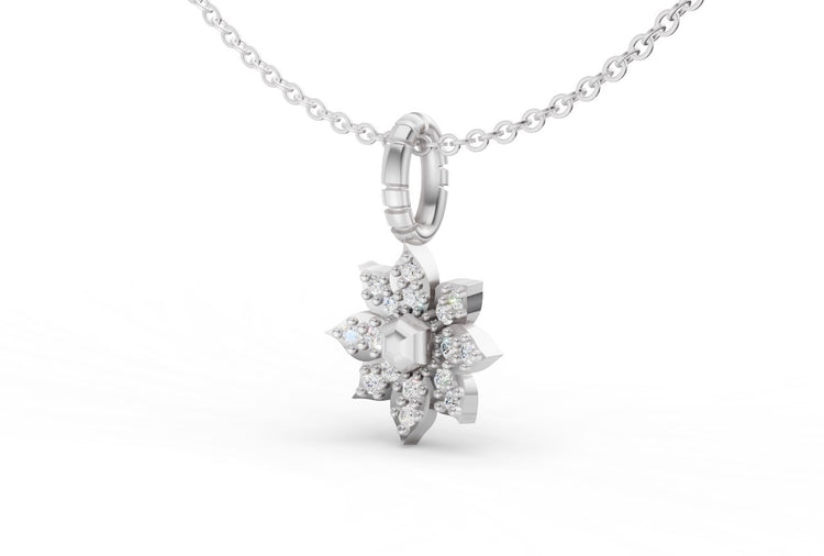 Mini Diamond Flower Charm in White Gold