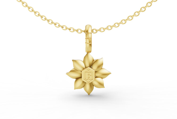 Mini Diamond Flower Charm in Yellow Gold