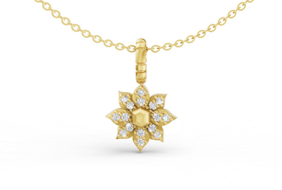 Mini Diamond Flower Charm in Yellow Gold