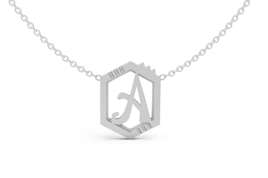 Mini Letter Necklace in White Gold, letter A
