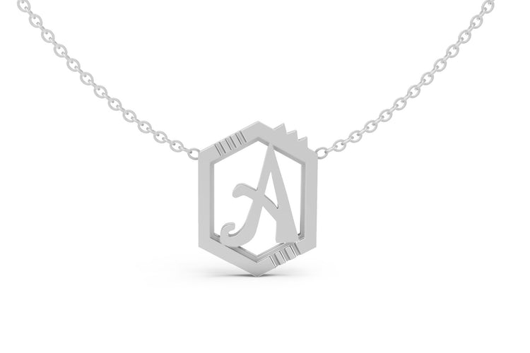 Mini Letter Necklace in White Gold, letter A