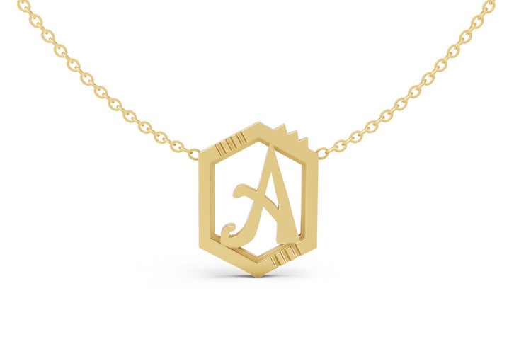 Mini Letter Necklace in Yellow Gold, letter A