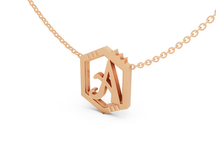 Mini Letter Necklace in Rose Gold, letter A