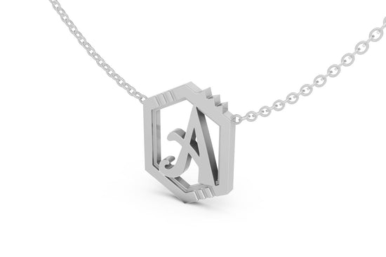 Mini Letter Necklace in White Gold, letter A