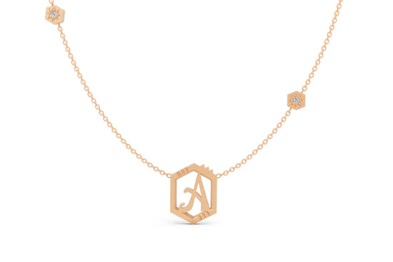 Mini Letter Necklace in Rose Gold, letter A