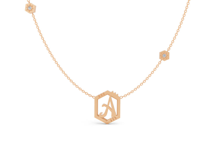 Mini Letter Necklace in Rose Gold, letter A
