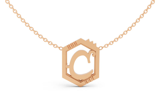 Mini Letter Necklace in Rose Gold, letter C