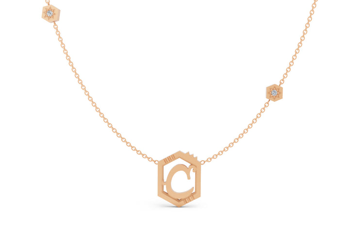 Mini Letter Necklace in Rose Gold, letter C
