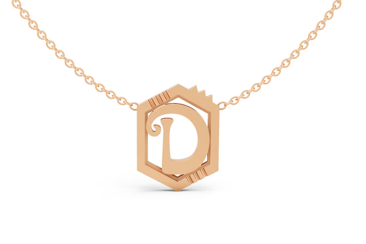 Mini Letter Necklace in Rose Gold, letter D