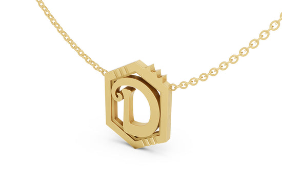 Mini Letter Necklace in Yellow Gold, letter D