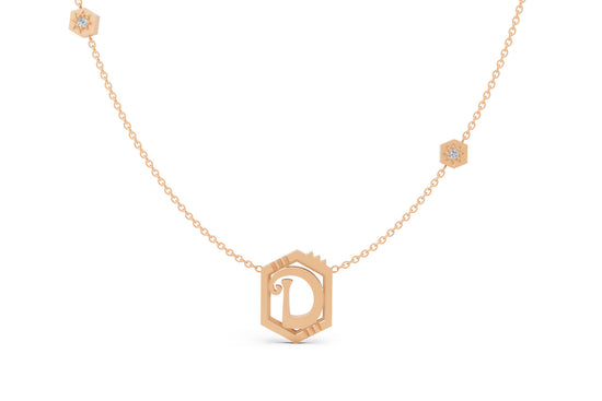 Mini Letter Necklace in Rose Gold, letter D
