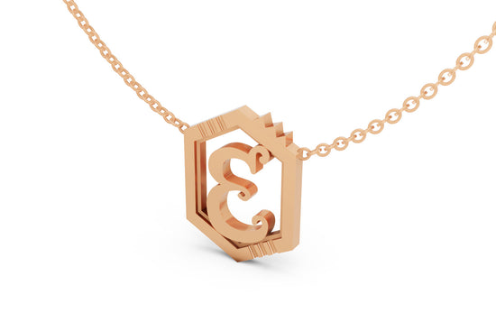 Mini Letter Necklace in Rose Gold, letter E