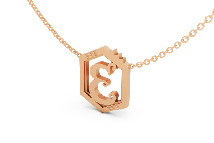 Mini Letter Necklace in Rose Gold, letter E