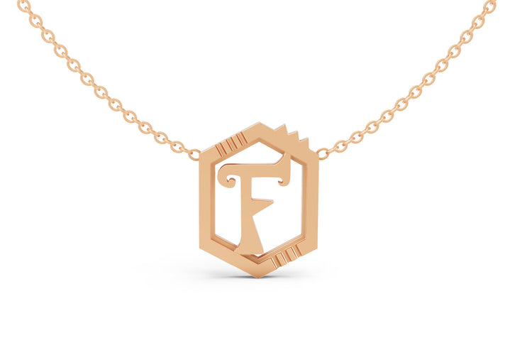 Mini Letter Necklace in Rose Gold, letter F