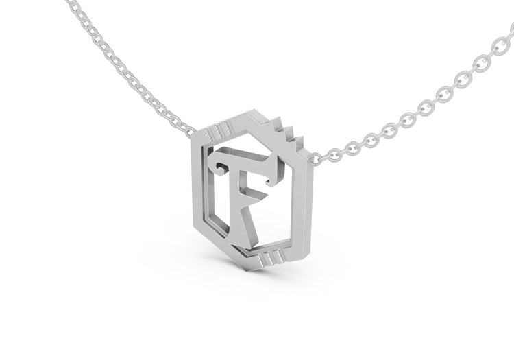 Mini Letter Necklace in White Gold, letter F