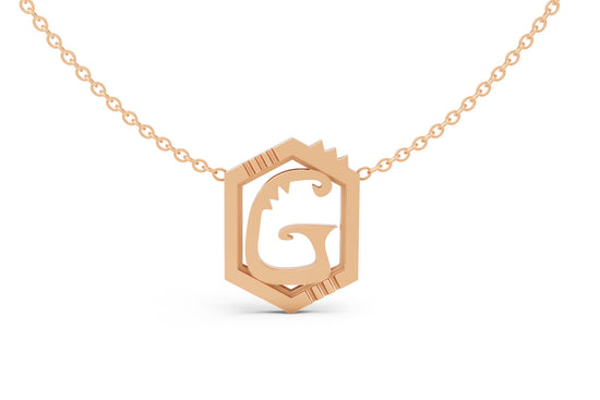 Mini Letter Necklace in Rose Gold, letter G
